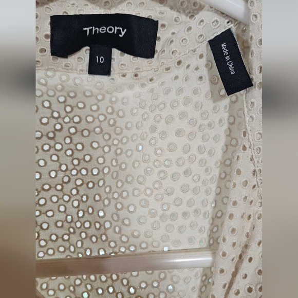 THEORY Nova Eyelet Ruffle Sleeve Mini Shirt Dress - Picture 7 of 8